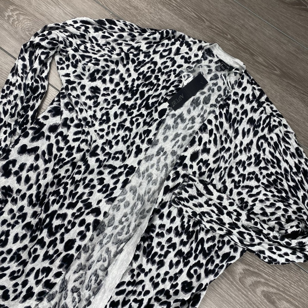 Apt 9 Women's Knit Dolman Cardigan Gray Cheetah Large New